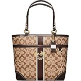AUTHENTIC COACH HERITAGE SIGNATURE STRIPE TOTE 12358
