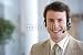 Wallmonkeys Peel and Stick Wall Decals - Young Smiling Businessman on Headset - Removable Graphic