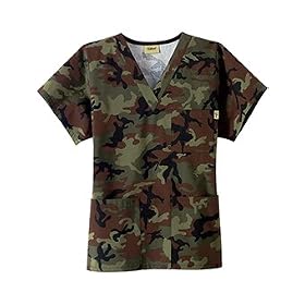Tafford Green Camo 3 Pocket Scrub Top
