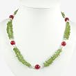 Handmade Peridot, Ruby Quartz And Freshwater Pearl Necklace