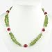 Handmade Peridot, Indian Ruby And Freshwater Pearl Necklace