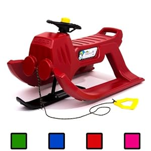 Luge plastique rouge avec volant Serie Jepp Control h  460 mm long