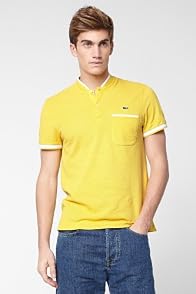 Short Sleeve Collarless Polo With Semi Fancy Detail