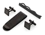 Stainless steel set of cufflinks, tie slide and money clip with black coating and web patterning