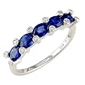 14K White Gold Diamond and Oval-Cut Sapphire Ring
