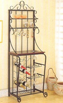 Black Metal & Cherry Finish Wood Kitchen Baker