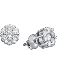 1.00CTW ROUND DIAMOND FLOWER LADIES EARRINGS