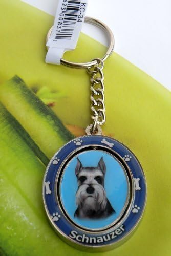 "Eagle iRoot"TM Creative Newfoundland 2-Sides Photo Key Ring,Quality Key Holder w/pet Schnauzer Pictures.