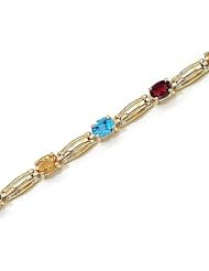 14kt Yellow Gold Oval Multi Color Bracelet.
