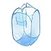 uxcell Mesh Design Foldable Laundry Clothes Basket Blue