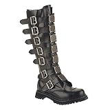 Demonia Men's REAPER-30, 30 Eyelet Metal Plates Steel Toe Black Leather Knee Boot