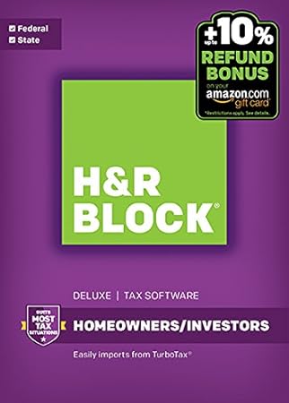 H&R Block Tax Software Deluxe + State 2016 Win + Refund Bonus Offer