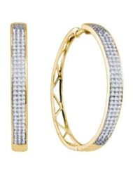 0.8 cttw 10k Yellow Gold Bridal Hoop Earrings Diamond Bridal Hoop Earrings (Real Diamonds: 4/5 cttw)