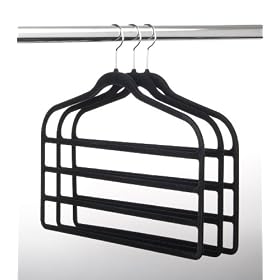 3PC VELVET 4 BAR PANT HANGERS - Black