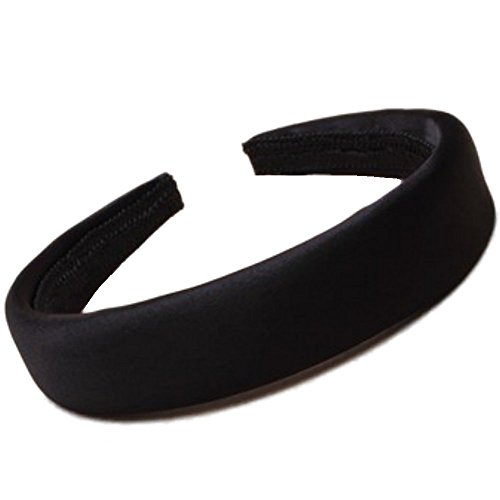 Black Satin Covered Padded Alice Hair Band Headband 2.5cm (1