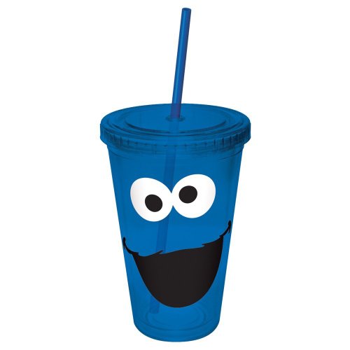 ICUP Cookie Monster Big Face Colored Cup with Straw