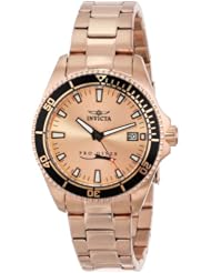 Invicta Womens 15137SYB Pro Diver Rose Gold Dial 18k Ion-Plated Stainless Steel Watch with Impact Case
