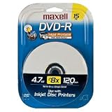 Maxell 8x 4.7GB 120-Minute DVD-R Inkjet Printable Media 15-Pack