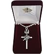Silver-Plated 18" Chain with 1.75" Cross and Dove with Heart Pendant