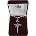 Silver-Plated 18" Chain with 1.75" Cross and Dove with Heart Pendant