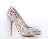 Ladies Womens Satin Prom Silver High Heels Stiletto Bridesmaid Bridal Wedding Shoes Size 3-8