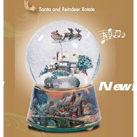 Kinkade Animated Village Christmas Musical Snow Globe