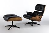 New Eames Inspired Italian Leather Chair Ottoman Black