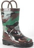 Child's Green Camo Waterproor Rubber Rain Boots