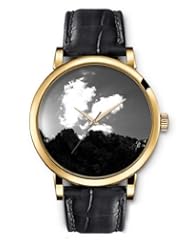 SPRAWL Aanalog Fashion Series Gold Ladies Watches of Genuine Black Leather Strap,Unique Wrist Watch for Women Girls Designed with Mountains in cloudy weather