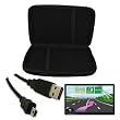 Premium Black EVA Hard Shell Carrying Case + Clear Screen Protector + USB Data Cable for Garmin Nuvi 1450 1450LMT