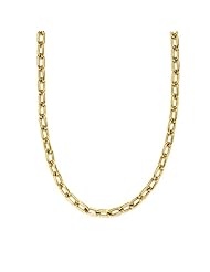 18K Gold Yellow Oval Link 6mm Necklace 16 Inch
