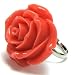26mm orange pink coral carved rose flower adjustable ring size 5-7