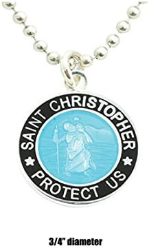 St. Christopher Surf Medal Necklace (Aqua/Black, Medium)