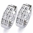 14kt White Gold Fashionable Double Row Diamond Hoop Earrings