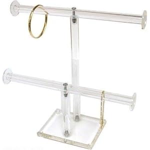 Buy 2 Tier Clear Acrylic T-Bar Bracelet Necklace Jewelry Displays Stands by Findingking