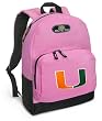 University of Miami Backpack Pink UM Logo for Travel, Daypack CUTE School Bags Best Unique Cute Gifts for Girls, Students Ladies -