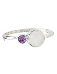 Sterling Chic Collection Moonstone and Amethyst Round Bangle Bracelet