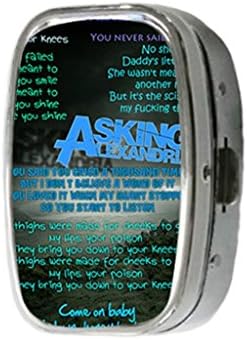 Turekk Custom Asking Alexandria Quotes Logo Personality Style Sliver Stainless Steel Square Pill Box Pill Case Vitamins Organizer