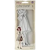 Prima Marketing Mixed Media Doll Cling Rubber Stamps, Kate with High Waist Dress