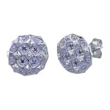 0.05 ct Blue Diamond Stud Earrings Fashion Circle Design With Push-Backs