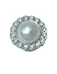 Apparel: Eyeglass Holder Brooch with Crystals Bezel - White Pearl