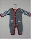 Petit Lem Grey/Red/Blue Pin Striped Romper Nightwear