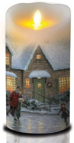 Thomas Kinkade Candle Battery Operated - Beside Snowman 7 Inch