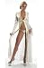 DI-L9016FLSQ, Custom Made Slinky Winter Wonderland Victorian Satin Trimmed White Gold Mesh Coat Gown