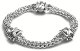 Sterling Silver Hana Design Bracelet w/ Double Chain by Zina, 7.25
