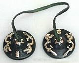 Tingsha, black and gold embossed, dragon