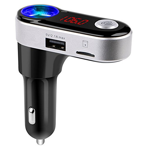 FM Transmitter, Auledio Wireless In-Car Bluetooth Receiver Radio Adapter Car Kit with USB Car Charger and Hands-Free Calling for iPhone, Samsung Smartphones and More