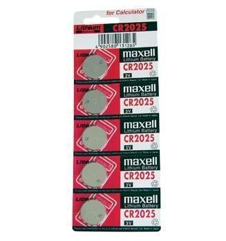 Maxell Lithium 3V Batteries Size CR2025 (Pack of 5)