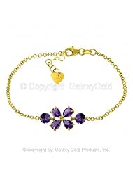 14k Yellow Gold Floral Bracelet with Amethysts
