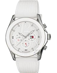 Tommy Hilfiger Womens 1780968 Sport Silver-Tone White Strap Watch